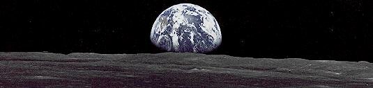  [ Picture of the Earth rising above the lunar horizon. ] 